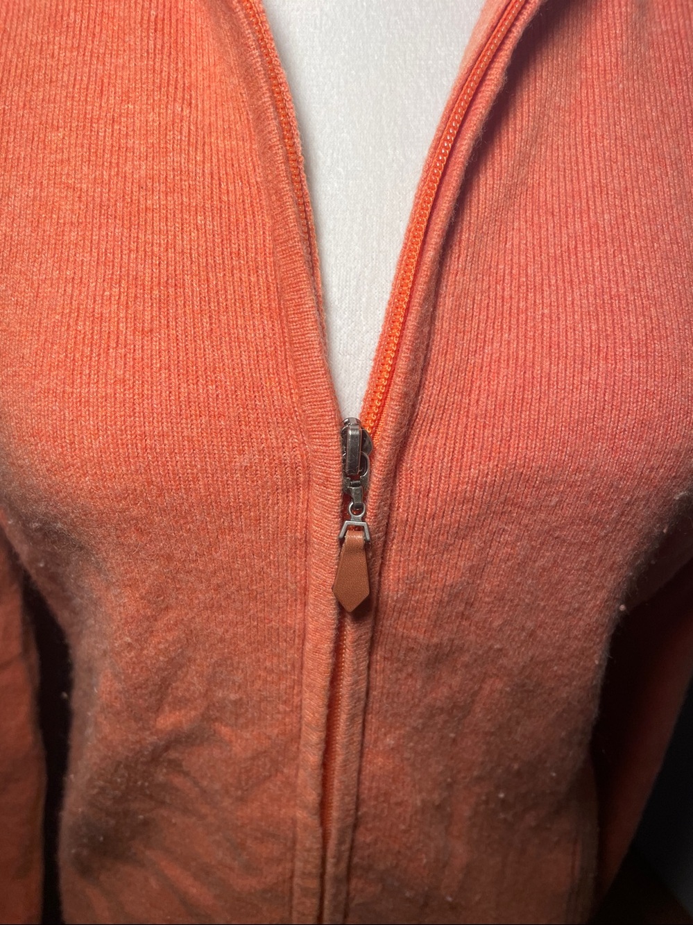 Cashmere Women’s Zip-Front Sweater Jacket - Orange - Picture 3 of 7